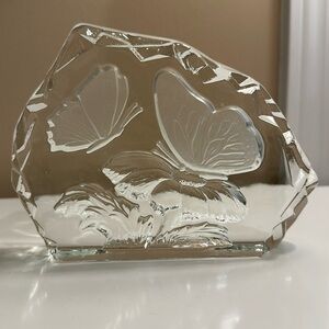 Etched butterflies clear glass